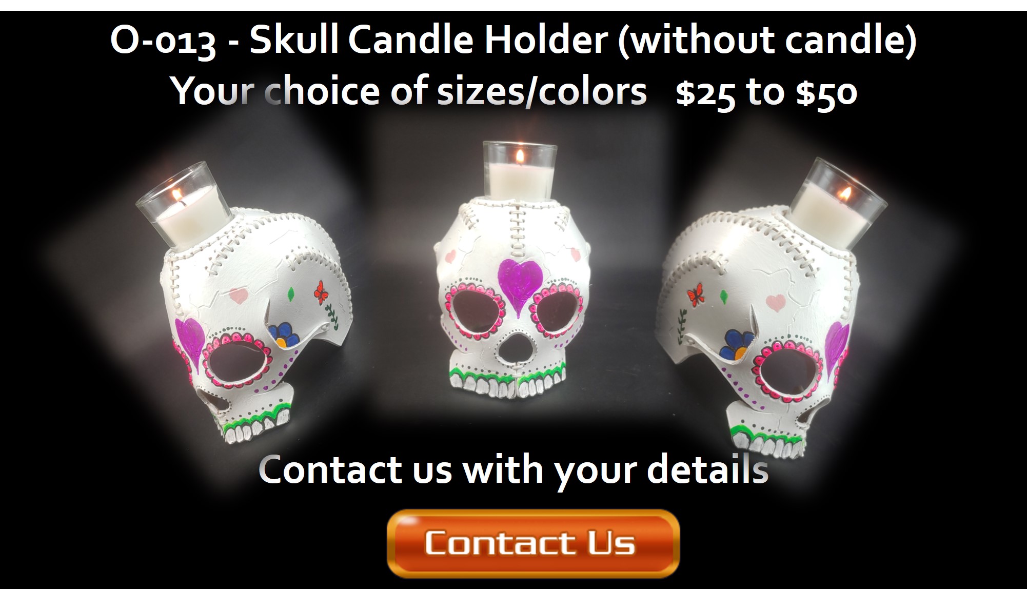 Leather skull candle holder